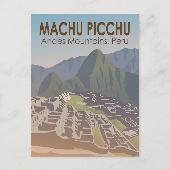 Machu Picchu Peru Travel Art Vintage Postcard (Front)