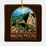 Machu Picchu Peru Vintage Emblem Ceramic Ornament<br><div class="desc">Machu Picchu vector artwork. Machu Picchu is an Incan citadel set high in the Andes Mountains in Peru,  above the Urubamba River valley.</div>