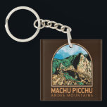 Machu Picchu Peru Vintage Emblem Key Ring<br><div class="desc">Machu Picchu vector artwork. Machu Picchu is an Incan citadel set high in the Andes Mountains in Peru,  above the Urubamba River valley.</div>