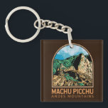 Machu Picchu Peru Vintage Emblem Key Ring<br><div class="desc">Machu Picchu vector artwork. Machu Picchu is an Incan citadel set high in the Andes Mountains in Peru,  above the Urubamba River valley.</div>