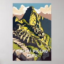 Machu picchu peru vintage travel peak latin alpaca