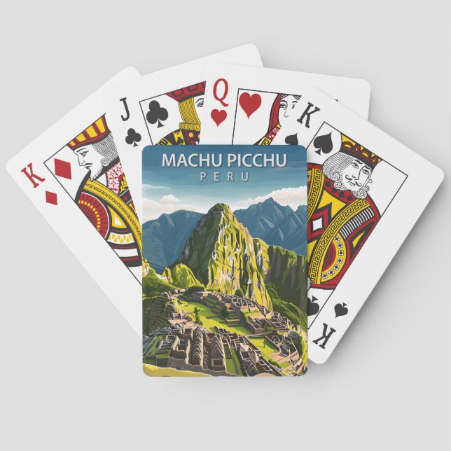Machu Picchu Peru Vintage Travel Playing Cards (Back)