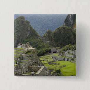 Machu Picchu, ruins of Inca city, Peru. 2 15 Cm Square Badge