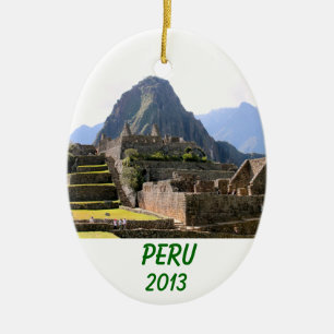 Machu Picchu Ruins Peru Huayna Picchu Artisan Wall Ceramic Tree Decoration