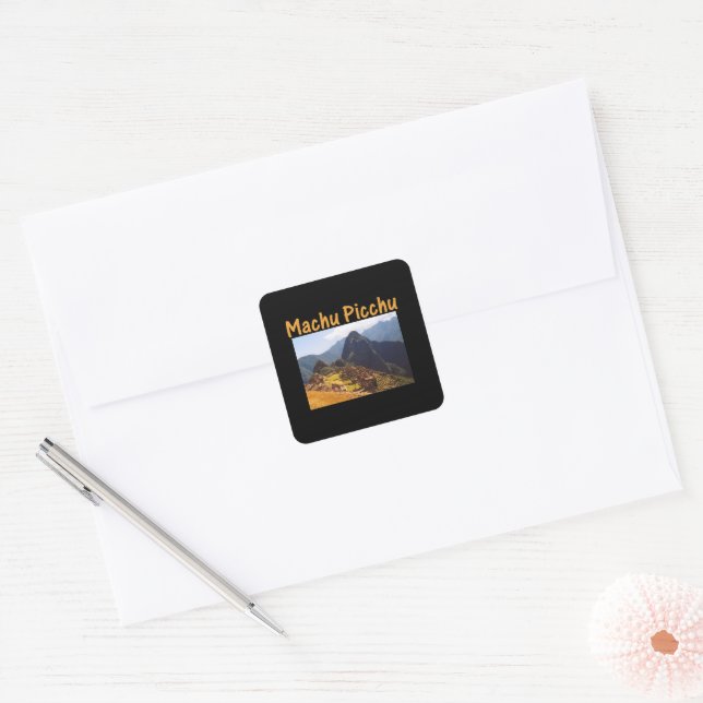 Machu Picchu Ruins Peru Sunrise Square Sticker (Envelope)