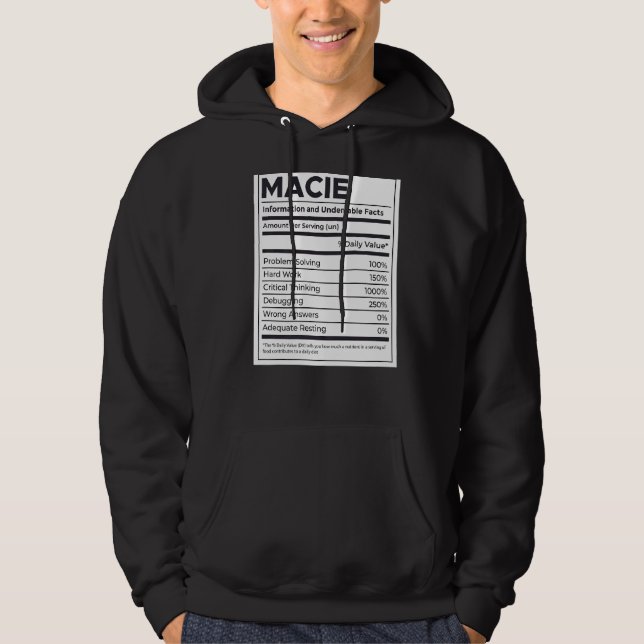 Macie Nutrition Information Problem Solving Hard W Hoodie (Front)