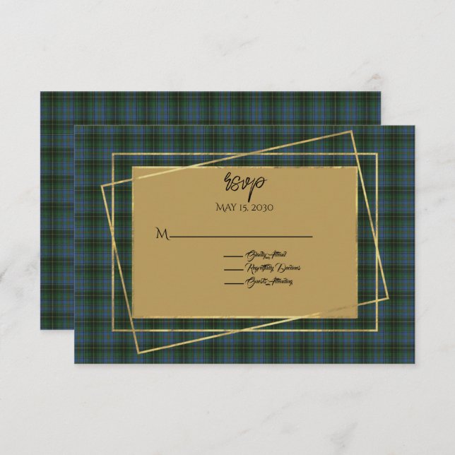 MacInnis Tartan Plaid Wedding RSVP Card (Front/Back)