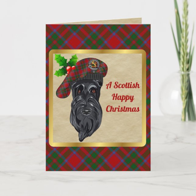 MacIntosh Badge & Tartan Personalised Christmas Card (Front)