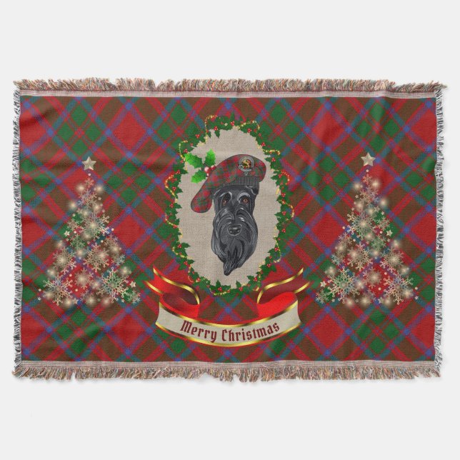 MacIntosh  Scottie Dog Christmas Throw Blanket (Front)
