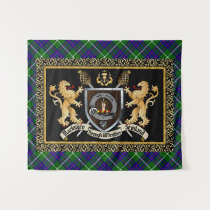 MacIntyre Clan Badge & Motto w/Lions Tapestry