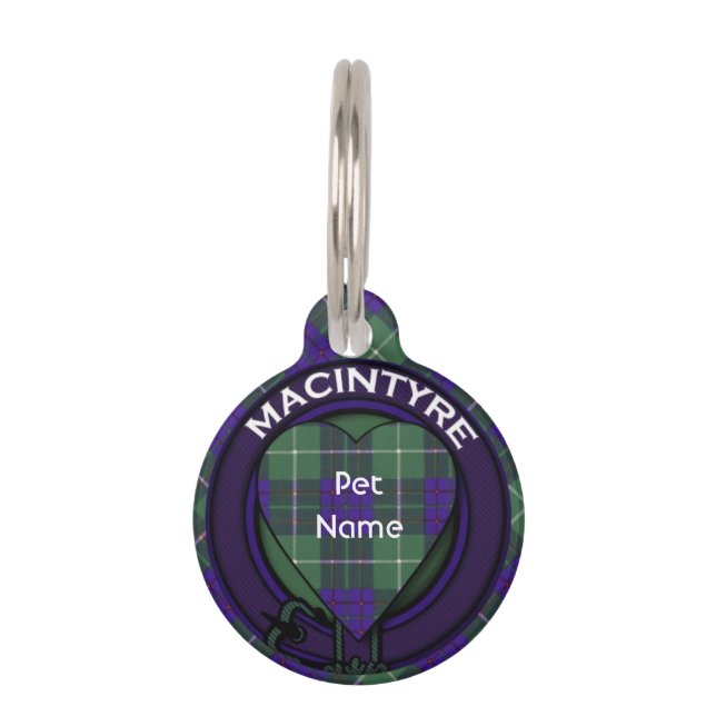 Macintyre clan Plaid Scottish tartan Pet Tag (Front)
