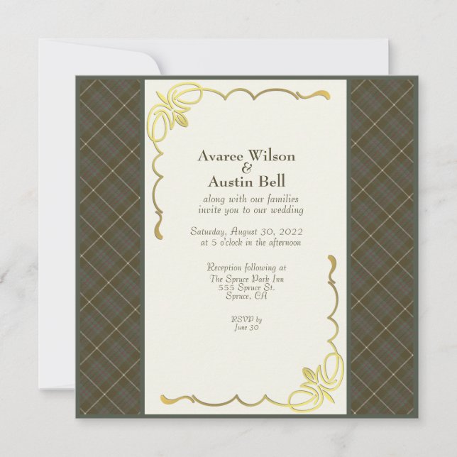 MacIntyre Hunting Weathered Tartan Wedding Invitation (Front)