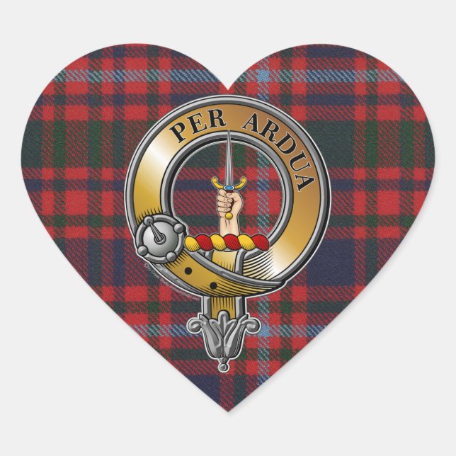 MacIntyre Tartan & Badge Heart Sticker (Front)