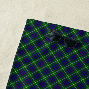 MacIntyre tartan green blue plaid Beach Towel