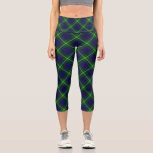 MacIntyre tartan green blue plaid Capri Leggings