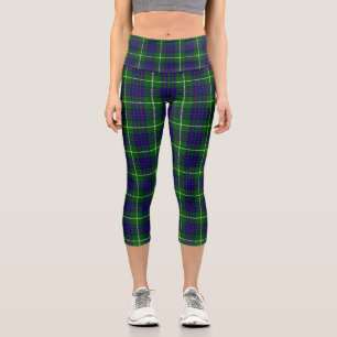 MacIntyre tartan green blue plaid Capri Leggings