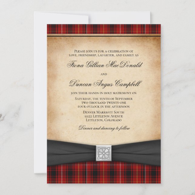 MacIver Tartan Celtic Scottish Wedding Invitation (Front)