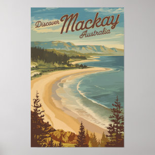 Mackay Australia Illustration Travel Art Vintage Poster
