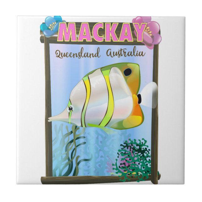 Mackay Australia Tropical travel poster Tile (Front)