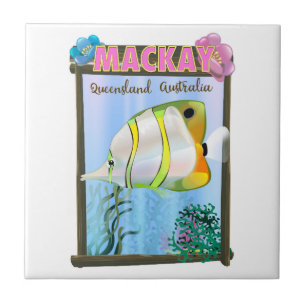 Mackay Australia Tropical travel poster Tile