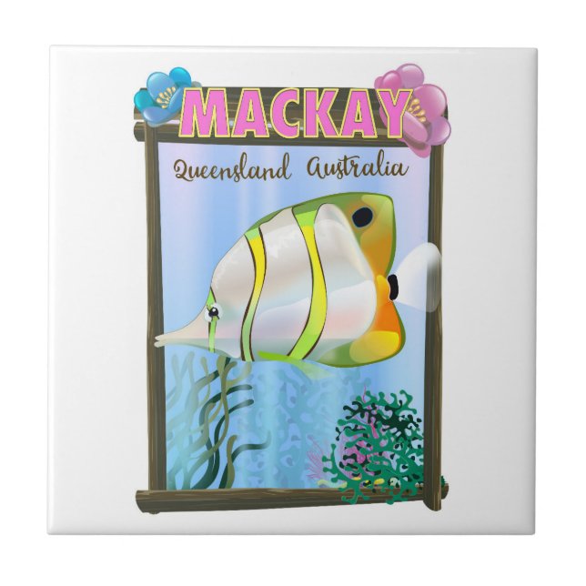 Mackay Australia Tropical travel poster Tile (Front)