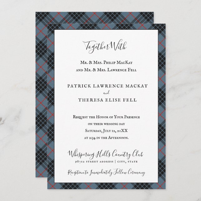 MacKay Blue Red Clan Tartan Scottish Plaid Invitation (Front/Back)