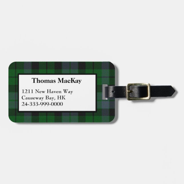 MacKay Clan Tartan Plaid Luggage Tag (Front Horizontal)