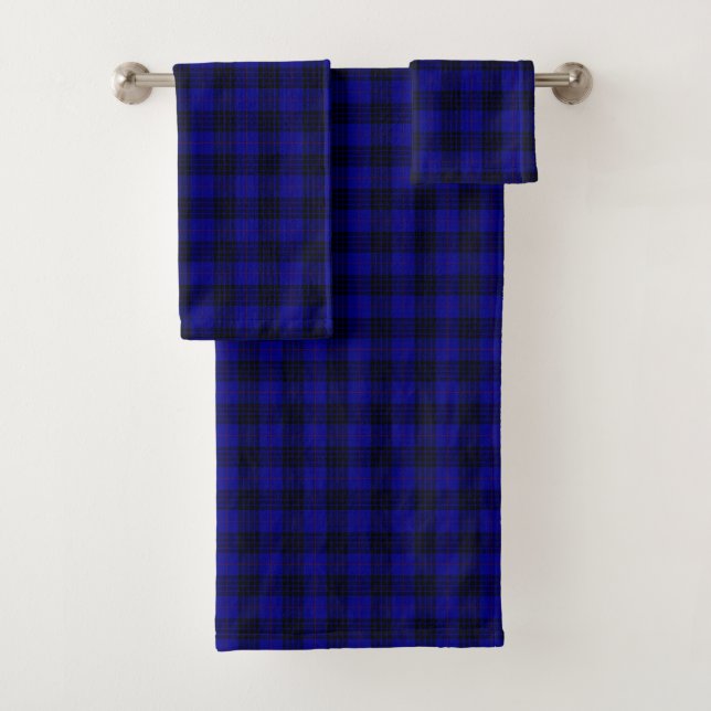 MacKay tartan blue black plaid Bath Towel Set (Insitu)