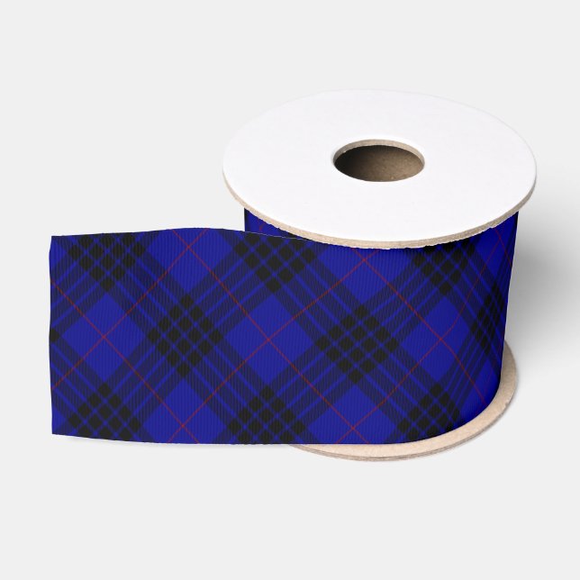 MacKay tartan blue black plaid Grosgrain Ribbon (Spool)