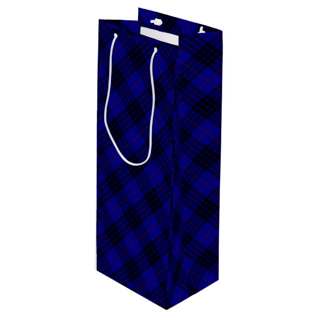 MacKay tartan blue black plaid Wine Gift Bag (Front Angled)