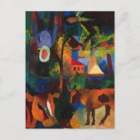 Macke - Landscape with Cows, Sailboat, and...