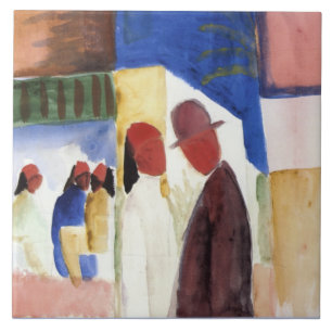 Macke - On the Street, watercolor painting, Tile