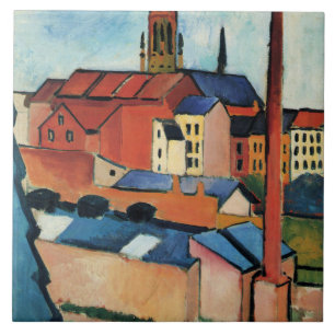 Macke - St. Mary's with Houses and Chimney (Bonn)  Tile