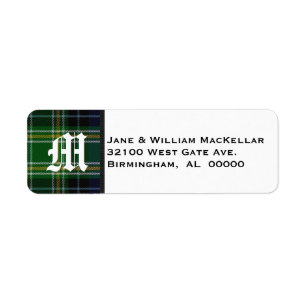 MacKellar Tartan Plaid Monogram Address Labels