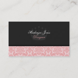 Mackenzie #3 Pink &Black Damask Chic Business Card