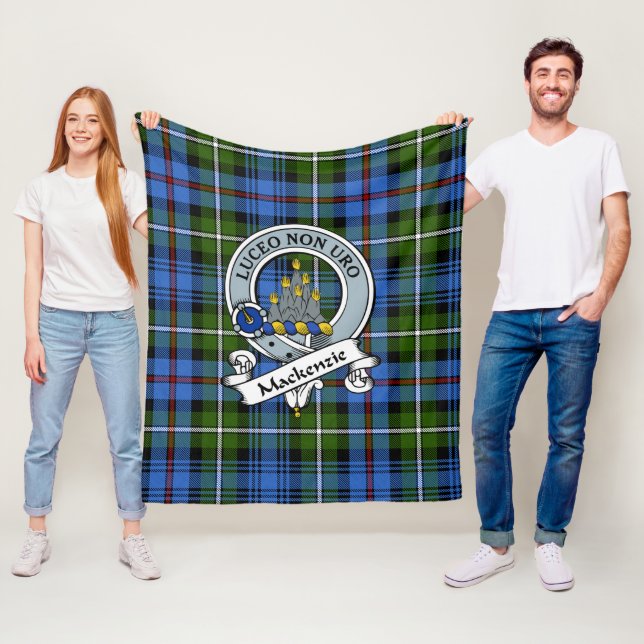 MacKenzie Clan Badge Tartan Plaid Fleece Blanket (In Situ)