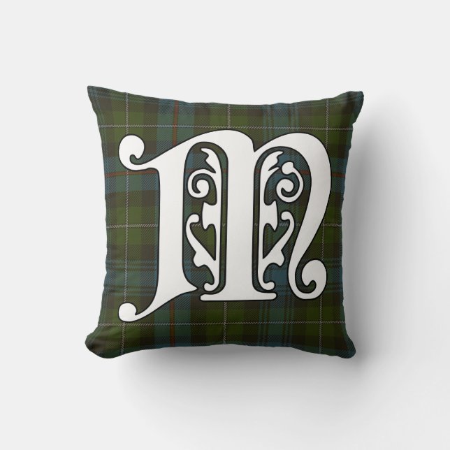 MacKenzie Clan Tartan Monogram Cushion (Front)