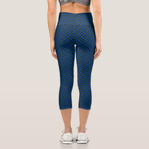 MacKenzie tartan blue green plaid Capri Leggings