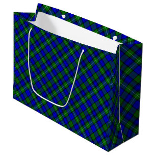 MacKenzie tartan blue green plaid Large Gift Bag