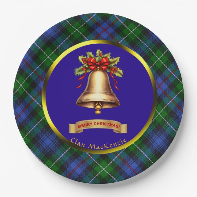 MacKenzie Tartan Personalised Christmas Paper Plate (Front)