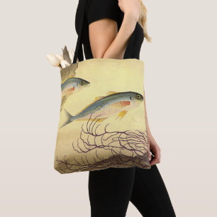 Mackerel Fish in the Ocean, Vintage Japonisme Art Tote Bag