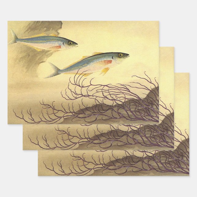 Mackerel Fish Swimming in the Ocean Wrapping Paper Sheet (Set)