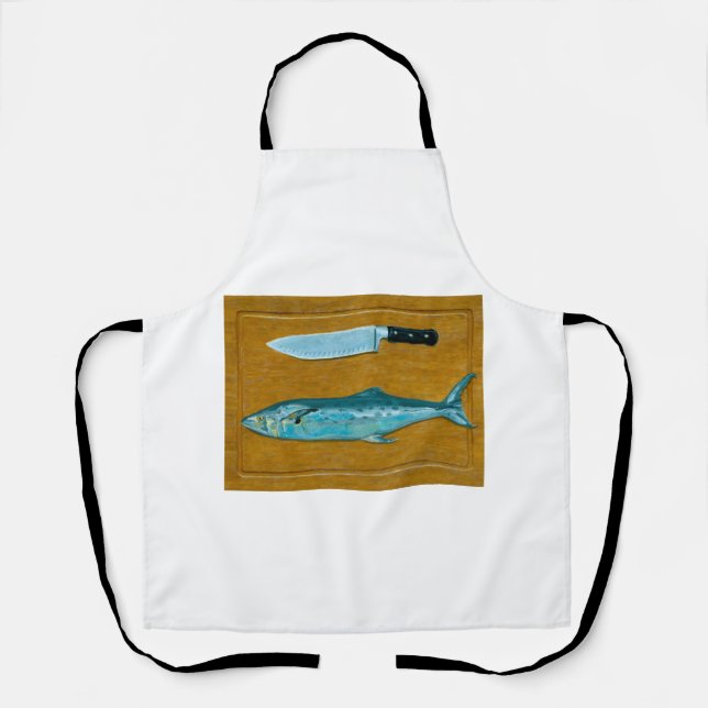 Mackerel on Cutting Board Apron (Front)