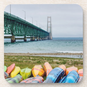 Mackinac Bridge And Canoes Coaster