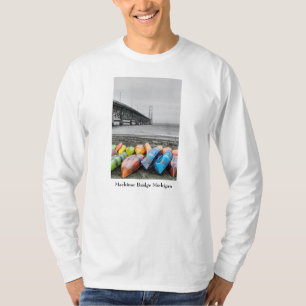 Mackinac Bridge and Canoes Select Colour T-Shirt