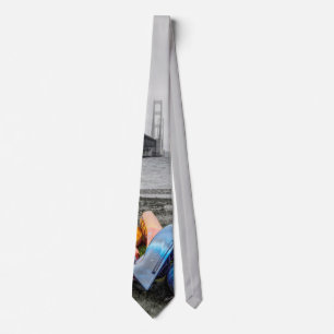 Mackinac Bridge and Canoes Select Colour Tie