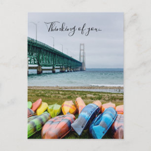 Mackinac Bridge And Canoes Thinking Of You Postcard