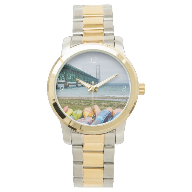 Mackinac Bridge And Canoes Watch (Front)