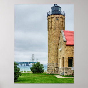 Mackinac Bridge and Lighthouse Poster