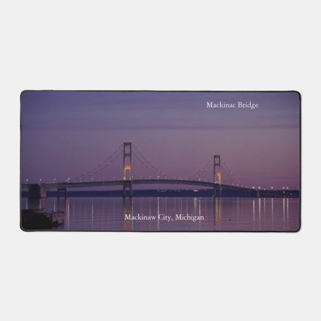 Mackinac Bridge at dusk desk mat (Front)
